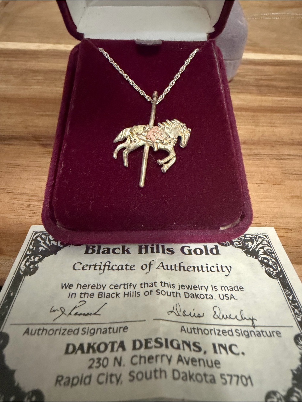 Black Hills Gold Carousel Horse Pendant Necklace - Gold